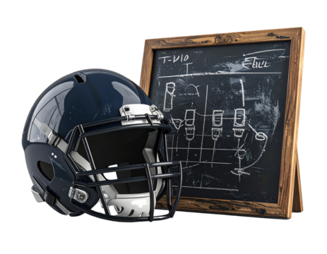 Coach’s Football Strategy with Helmet PNG.
