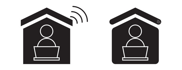 Work From Home Icon with Wifi Signal, Remote Job Digital Technology Vector Concept