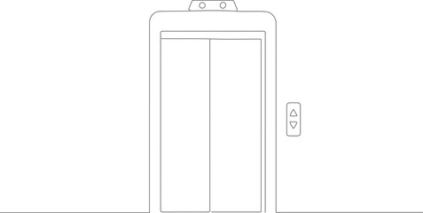 Simple Outline Line Drawing Closed Elevator Door Panel Illustration © Artozo