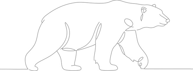 Minimalist Single Line Drawing Polar Bear Walking Animal Illustration