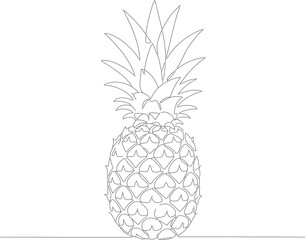 Simple Outline Pineapple Fruit Tropical Food Healthy Diet Illustration