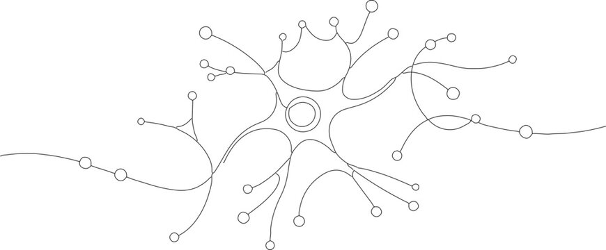 Minimalist Line Art Neuron Illustration Brain Cell Structure Biology
