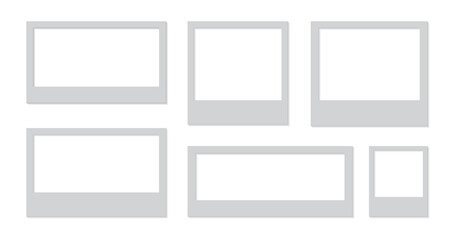 Photo picture frames on wall, vector white mockups or empty posters. Empty photo frames mockups for pictures, realistic blank templates. Template or mockup for design. Vector illustration.