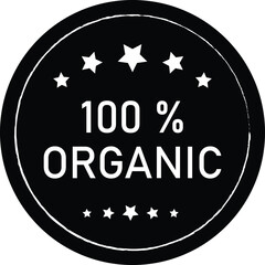 100% organic stamp logo. 100 percen organic logo template illustration. Set 100% Natural and organic Product Vector Icon Circle Sign. Healthy Food Emblem. Organic food Badge. 100% Organic.