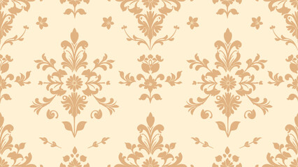 Seamless damask vector pattern. Traditional classic orient ornament. Light baige pattern