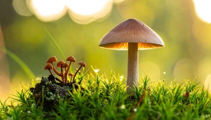 Closeup of Mushrooms in Forest.