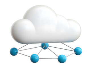 Cloud computing network isolated on transparent background for data storage