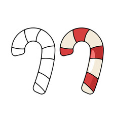 Candy Cane Icon Set &ndash; Symbols of Holiday Treats, Christmas Decoration, and Sweet Celebration