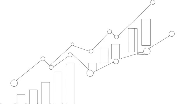 Simple Outline Line Graph and Bar Chart Financial Statistic Icon