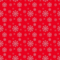Red Christmas Snowflake Pattern Background. Bright red seamless pattern with white snowflakes. Perfect for Christmas decorations, festive designs, and holiday wrapping paper.