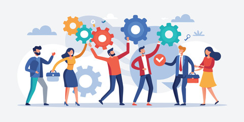 Success and Achievement Celebration – Business Team Winning Award Illustration