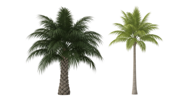 Beach Palm Coconut Tree Bundle isolated on transparent background