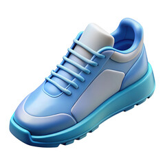 3d rendering of a modern athletic shoe in pastel blue and white showcasing a clean design and sleek aesthetic 3d illustration isolated on transparent background
