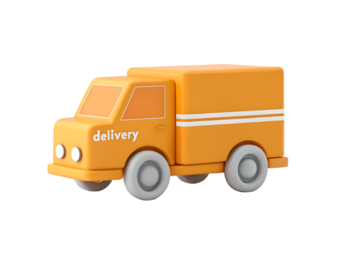 Toy delivery truck isolated on transparent background