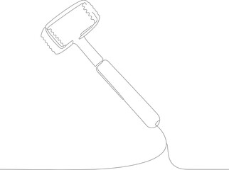 Simple Outline Meat Tenderizer Mallet Kitchen Utensil Minimalist Illustration