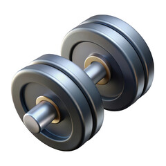 Realistic metallic dumbbell isolated on black background fitness equipment for strength training exercise 3d illustration isolated on transparent background
