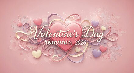 Beautiful pink heart and balloons celebrate valentine's day love romance sweetness
