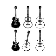 s Black and White Guitar Silhouettes Vector Illustration Set

 

