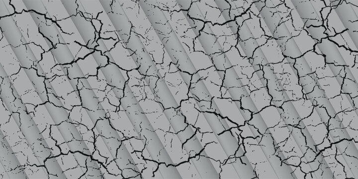 creative gray banner design vector with crack design background template. vector