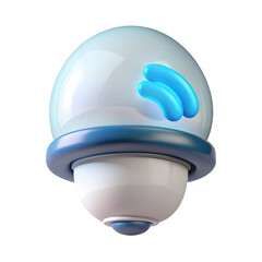 Cartoon futuristic communication device with wireless signal icon shiny and modern appearance3d illustration isolated on transparent background