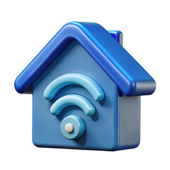 Smart home wireless connection symbol house shaped wireless router 3d illustration isolated on transparent background