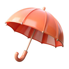 Stylish orange umbrella with realistic details protection against rain safety and design concepts 3d illustration isolated on transparent background