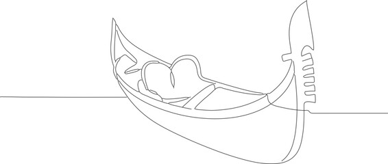 Continuous Line Drawing Gondola Boat in Venice Canals Minimalist Illustration