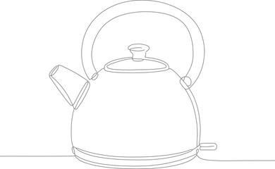 Minimalist Line Drawing Kettle Utensil Simple Kitchen Appliance Illustration