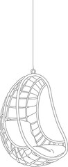 Minimalist Outline Hanging Egg Chair Rattan Wicker Furniture Interior Design Element