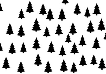 Obraz premium Black and White Pine Tree Pattern Forest Silhouette Design.