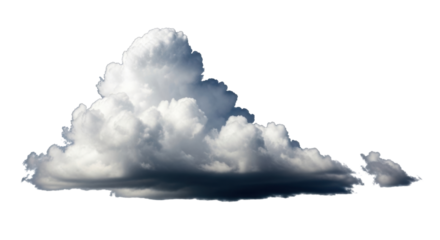Isolated cumulus cloud formation floating in the atmosphere ready for compositing and weather forecasting