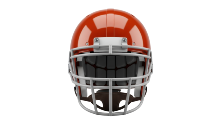 Isolated American football helmet in orange, sports equipment for college or pro teams