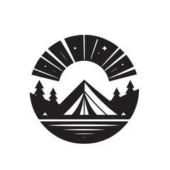 Minimal Mountain Camping Vector