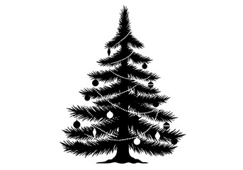 Fototapeta premium Decorated Christmas Tree Silhouette with Ornaments and Garland.