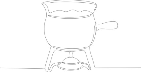 Minimalist One Line Continuous Drawing of Chocolate Fondue Set Illustration