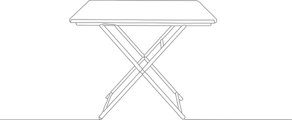 Minimalist Outline Square Folding Table Furniture Isolated on White Background