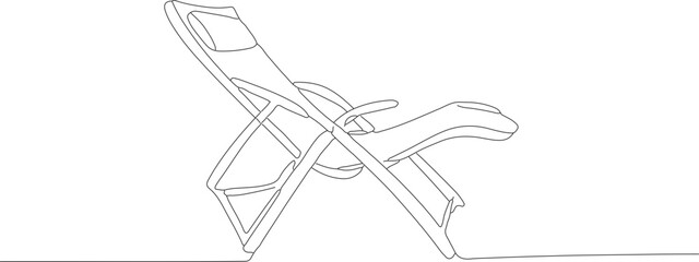 Continuous Line Art of a Stylish Reclining Beach Chair Illustration