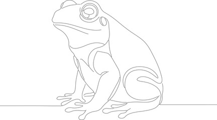 Continuous Line Drawing Detailed Frog Amphibian Wildlife Animal Illustration