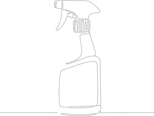 Continuous Line Drawing of Cleaning Spray Bottle Chemical Product