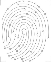 Minimalist Line Art Biometric Fingerprint Scan Circuitry Authentication Identification Icon