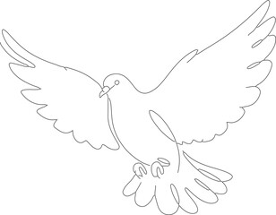 Continuous Line Art Dove Bird Flying with Open Wings Illustration