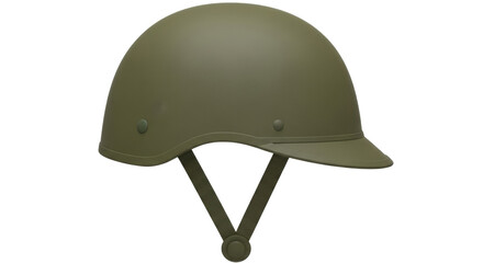 Isolated military-style helmet, protective headgear for war and safety, olive-drab color