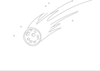 Minimalist Outline Comet Flying Through Space Celestial Body Illustration © Artozo