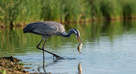 Elegant crane standing in wetland, symbol of grace and longevity, perfect for wildlife, nature, and bird photography themes.