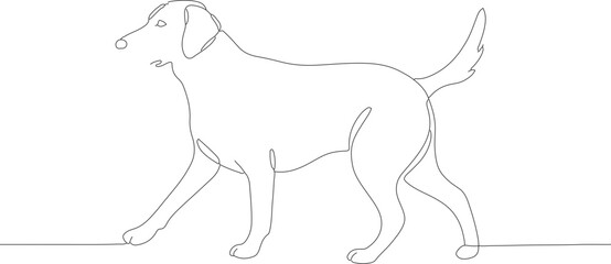 Minimalist Single Line Drawing of a Walking Labrador Retriever Dog