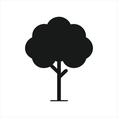 Black Tree Silhouette Icon – Simple Nature Symbol with Rounded Canopy and Straight Trunk for Eco, Design, and Educational Use