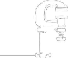 Line Art Isolated Handdrawn Clamp Construction Tool Machine Simple Illustration