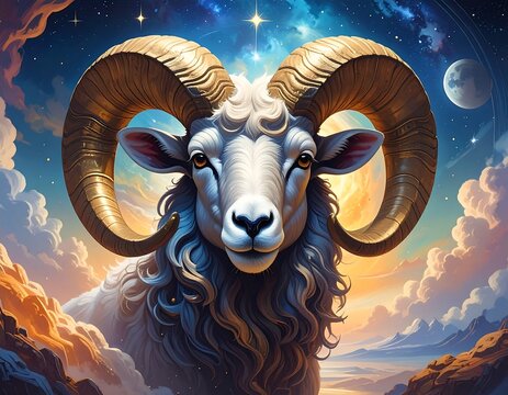 Majestic Ram Zodiac Sign Illustration. - Powered by Adobe
