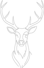 Minimalist Line Art Detailed Deer Head Wild Animal Illustration