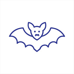 Black bat Face Icon – Cute Cartoon Animal Silhouette for Halloween, Kids, Pets, and Logo Design